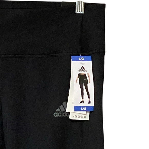 Adidas Primegreen Aeroready Tights L Black/Grey 3-Stripes 7/8 Length NWT - Picture 4 of 12